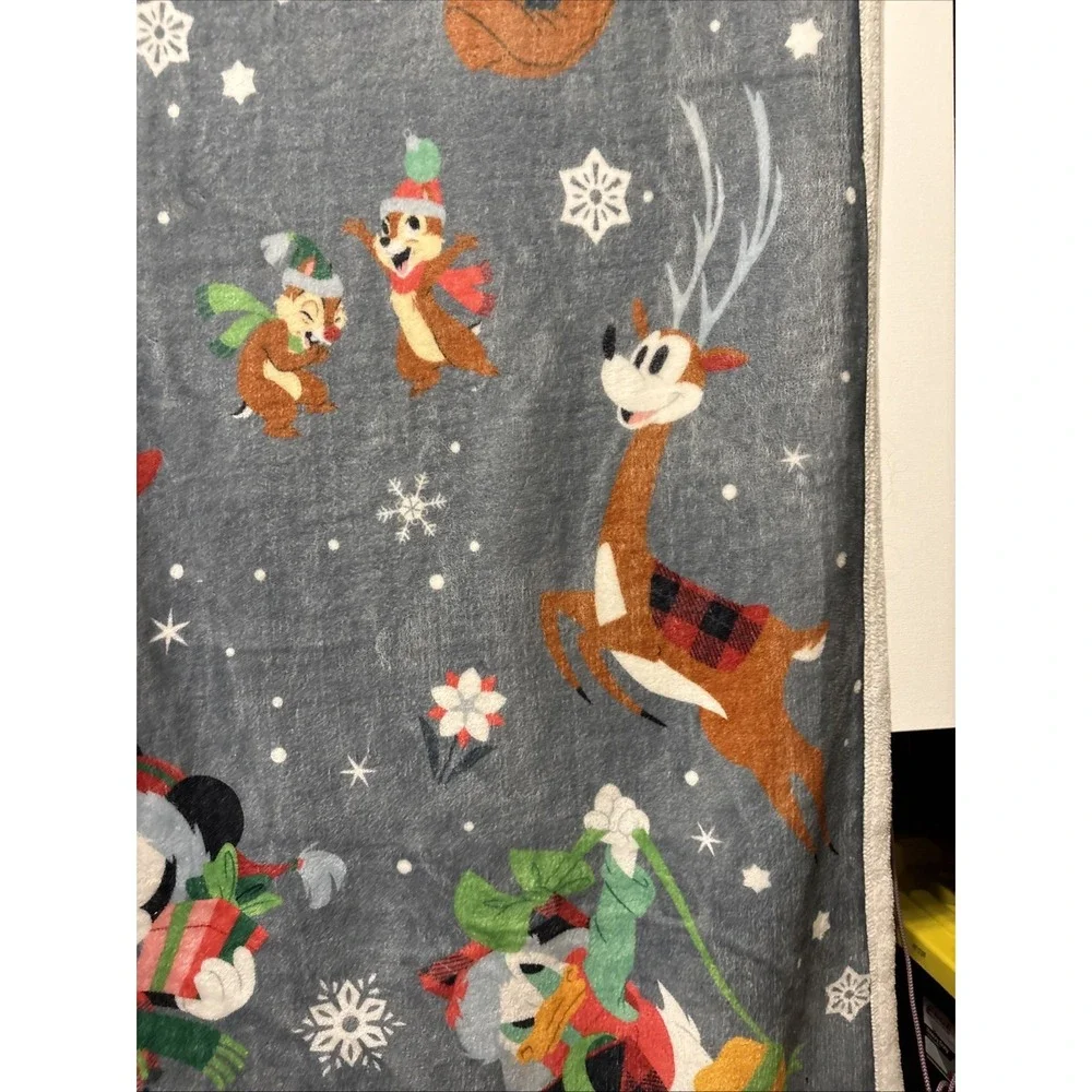 Disney Parks Christmas Mickey & Friends Reversible Fleece Throw Blanket